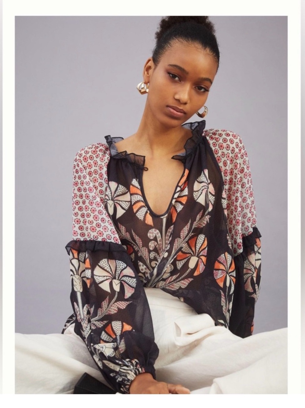 Anthropologie Forever That Girl Raglan Peasant Blouse L